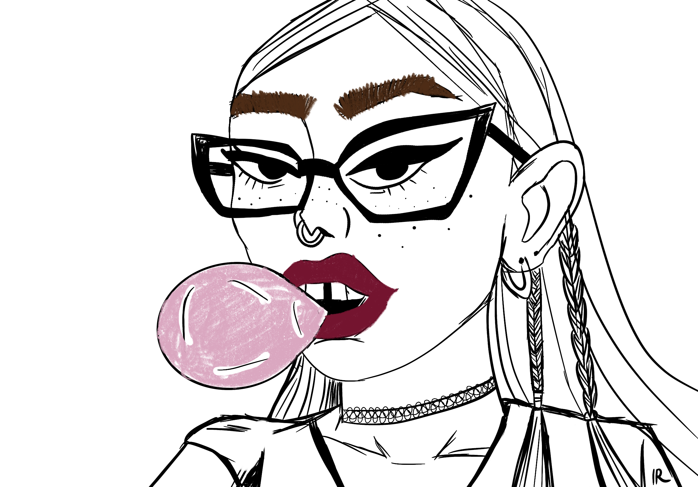 Face portrait drawing by Inês Reis (@inesreisx)