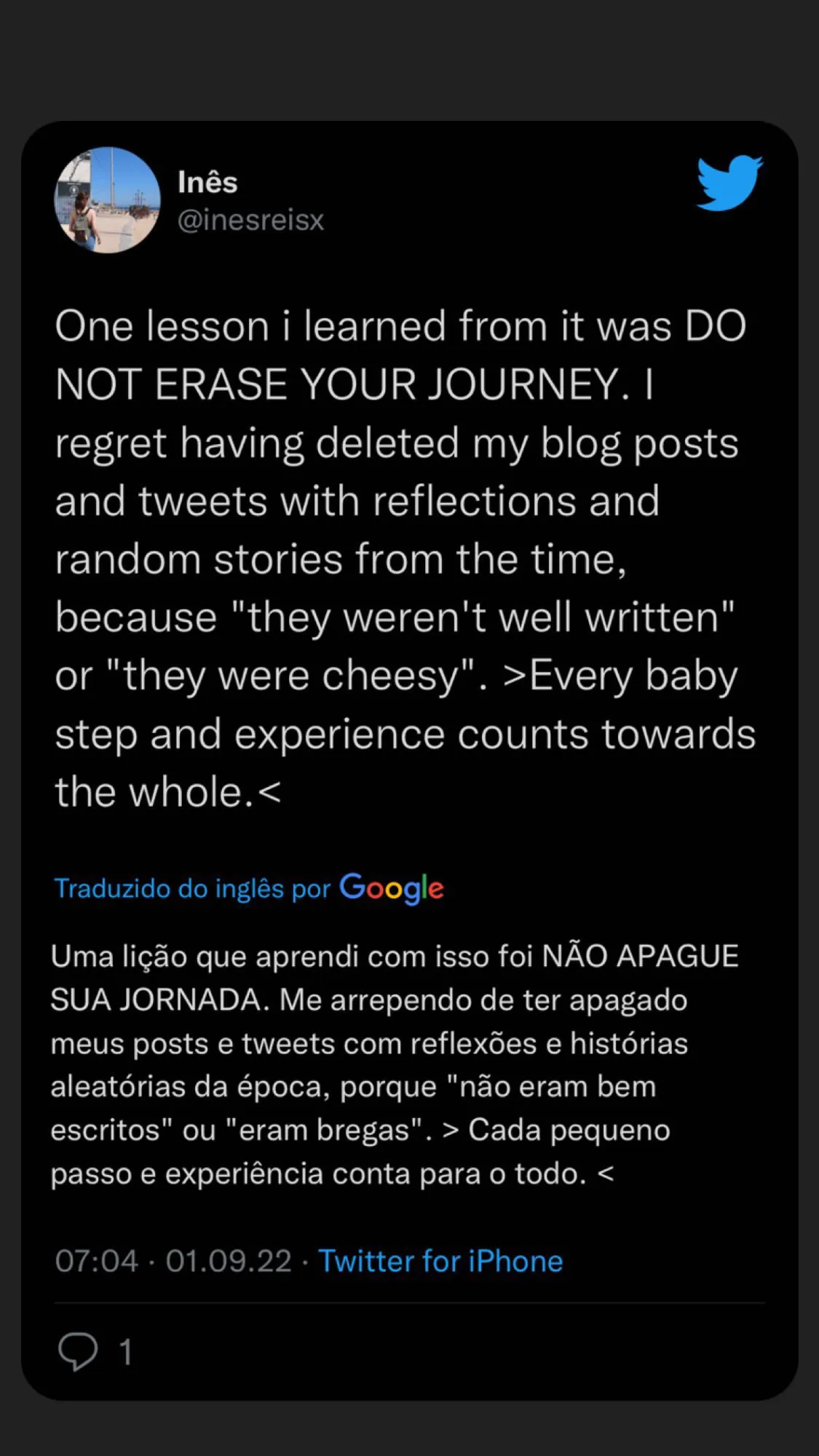 Screenshot of an old One Day or Day One goals post on Twitter (2 of 3)