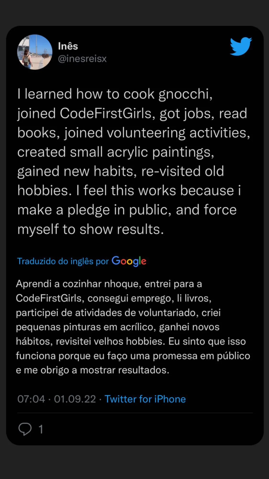 Screenshot of an old One Day or Day One goals post on Twitter (3 of 3)